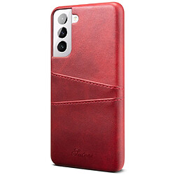 Coque en TPU + PU avec porte-cartes rouge pour votre Samsung Galaxy S21 5G