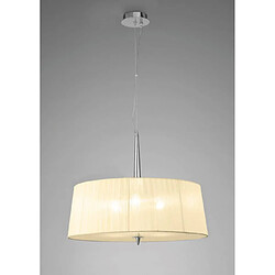 Luminaire Center Suspension Loewe Single 3 Ampoules E14, chrome poli avec Abat jour crème