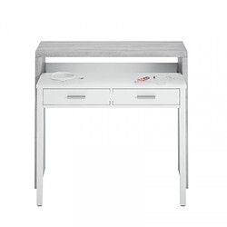 Avis Dansmamaison Console bureau extensible Blanc/Béton clair - NIAL