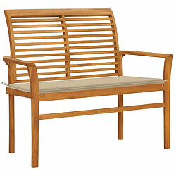 Maison Chic Banc de jardin | Banquette de jardin | Chaise Relax avec coussin beige 112 cm Bois de teck massif -MN45851