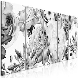 Artgeist Tableau - Rose Composition (5 Parts) Narrow Black and White [200x80]