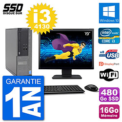 PC Dell Optiplex 3020 SFF Ecran 19" i3-4130 RAM 16Go SSD 480Go Windows 10 Wifi - Occasion