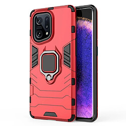 Coque en TPU anti-chocs avec béquille, rouge pour Oppo Find X5