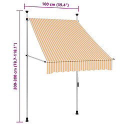 vidaXL Auvent rétractable manuel 100 cm Rayures oranges et blanches pas cher