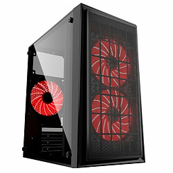 Gembird CCC-FORNAX-950R ATX boîtier midi-tour Fornax 950R - 3x ventilateurs à led rouge, 2x USB 3.0 fenêtre acrylique Noir