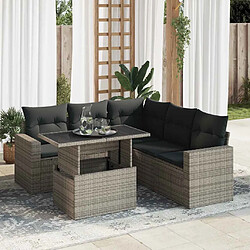 vidaXL Salon de jardin 6 pcs avec coussins gris résine tressée