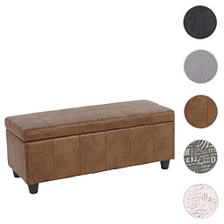 Mendler Banc/banquette/coffre de rangement Kriens, 112x45x45cm, similicuir ~ aspect daim marron