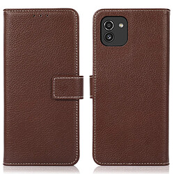 Etui en PU texture litchi marron pour votre Samsung Galaxy A03 (Global Version) (164.2x75.9x9.1mm)