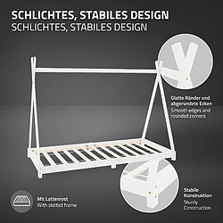 ML-Design Lit Tipi d'enfants + matelas et sommier à lattes en bois massif blanc 200x90 cm