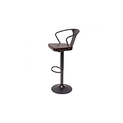 Decoshop26 2x tabourets de bar en synthétique marron et métal noir style industrielle avec accoudoirs TDB04055