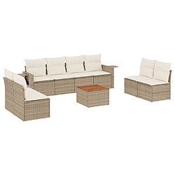 Maison Chic Salon de jardin avec coussins 9 pcs | Ensemble de Table et chaises | Mobilier d'Extérieur beige résine tressée -GKD90868