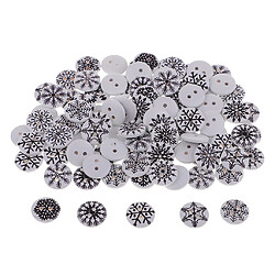 100pcs boutons en bois de flocon de neige noël fabrication noël fabrication 15mm rond noir