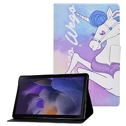 Etui en PU fermeture magnétique avec porte-cartes Licorne pour votre Samsung Galaxy Tab A8 (2021) SM-X200/SM-X205