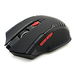 Souris de jeu optique sans fil noire 2,4 G à 6 boutons, souris de jeu USB 2000 DPI