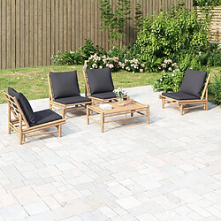 vidaXL Salon de jardin 5 pcs - Bambou Gris foncé