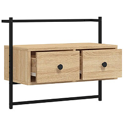 Maison Chic Meuble TV scandinave mural Banc TV suspendu pour salon - chêne sonoma 60,5x30x51 cm bois d'ingénierie -MN29849 pas cher