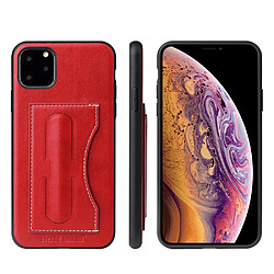 Wewoo Coque Souple Fierre Shann Etui de protection en cuir avec support et fente pour carte iPhone 11 Pro rouge