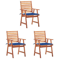 Maison Chic Lot de 3 Chaises à dîner de jardin avec coussins,Fauteuil/Chaises à manger d'extérieur Acacia massif -MN27580