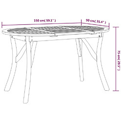 vidaXL Table de jardin 150x90x75 cm Bois d'acacia solide pas cher