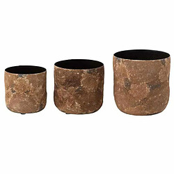 Paris Prix Lot de 3 Cache-Pots en Métal Effy 18cm Marron