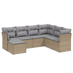 Maison Chic Ensemble à manger d'extérieur 7 pcs avec coussins,Salon de jardin,Mobilier de jardin mélange beige résine tressée -GKD153101