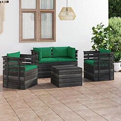 Maison Chic Salon palette de jardin 5 pcs avec coussins,Table et Chaises d'extérieur,Mobilier de jardin Bois de pin massif -MN79995