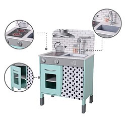 Cuisine enfant en bois hauteur réglable jeux de rôle imitation garçon fille bleu blanche Teamson Kids TD-13554B pas cher