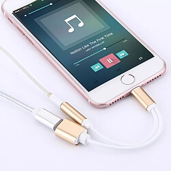 Avis Wewoo Adaptateur Câble de chargeur 10cm Lightning 8 broches femelle et audio 3,5 mm vers mâle Lightning 8 broches pour iPhone 7 7 Plus, 6 6 Plus, 6 6 Plus, prise en charge iOS 10.3.1 (Or)