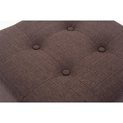 Decoshop26 Tabouret bas repose-pieds pouf capitonné en tissu marron pieds en bois 45x46 cm 10_0000062 pas cher