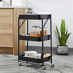 Ahd Amazing Home Design Chariot de cuisine pliable peu encombrant 3 étagères et roulettes Pikas, Couleur: Noir