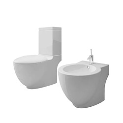 vidaXL Ensemble de toilette et bidet sur pied blanc céramique