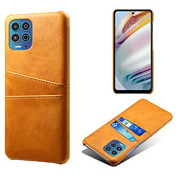 Coque en TPU + PU avec double porte-cartes orange pour votre Motorola Moto G100/Edge S