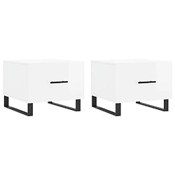 Maison Chic Lot de 2 Tables basses,Table Console pour salon blanc brillant 50x50x40cm bois d'ingénierie -MN35198