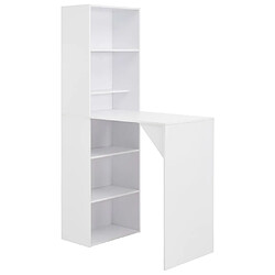 vidaXL Table de bar avec armoire Blanc 115x59x200 cm