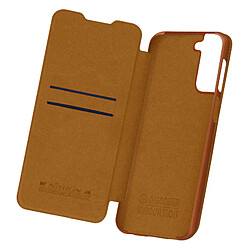 Housse Galaxy S21 Plus Étui Folio Porte-carte Cuir Véritable Qin Nillkin marron