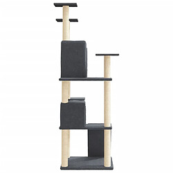 Helloshop26 Arbre à chat meuble tour grimper jouet grattage grattoir escalade plateforme avec griffoirs en sisal foncé 153 cm gris 02_0022670