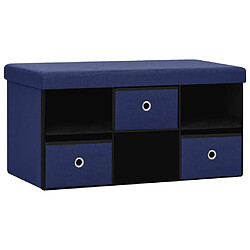 Acheter vidaXL Banc de rangement pliable Bleu 76x38x38 cm Faux lin