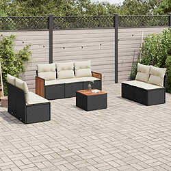 vidaXL Salon de jardin 8 pcs avec coussins noir résine tressée