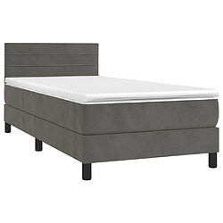 Avis Maison Chic Lit adulte- Lit + matelas,Sommier à lattes de lit et matelas et LED Gris foncé 80x200 cm -GKD74537