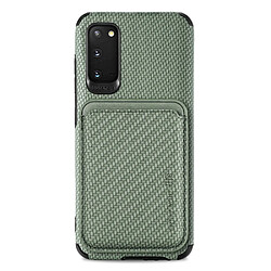 Coque en TPU + PU texture en fibre de carbone avec porte-carte vert pour votre Samsung Galaxy S20 4G/5G