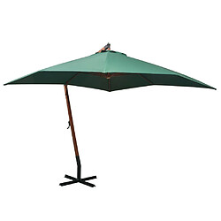 vidaXL Parasol suspendu avec poteau en bois 300x300 cm vert