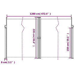 vidaXL Auvent latéral rétractable Rouge 220x1200 cm pas cher