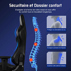 Lexzurn Chaise Gaming Inclinable 165° Accoudoirs et Hauteur Réglables Fauteuil Gaming Ergonomique Noir