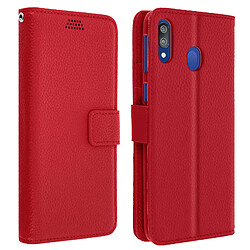 Avizar Housse Samsung Galaxy M20 Porte carte Support Vidéo Rouge