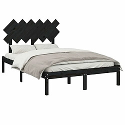 Avis Maison Chic Lit adulte - Lit simple Cadre de lit,Structure du lit Contemporain Noir 135x190 cm Double Bois massif -MN67953