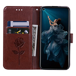 Wewoo Housse Coque Étui en cuir PU à rabat horizontal relief avec support et fentes pour cartes et portefeuille Huawei Honor 20 Pro marron pas cher