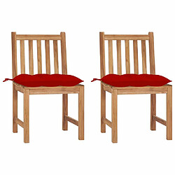 Maison Chic Lot de 2 Chaises de jardin avec coussins | Fauteuil chaises d'extérieur Bois de teck massif -GKD17073