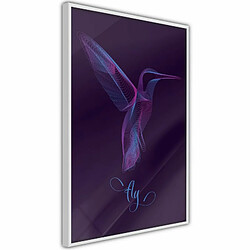 Paris Prix Affiche Murale Encadrée Fluorescent Hummingbird 20 x 30 cm Blanc