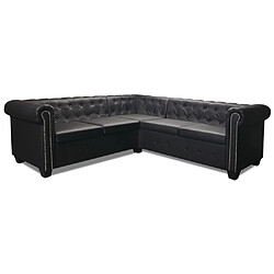 Avis vidaXL Canapé d'angle Chesterfield 5 places Cuir synthétique Noir