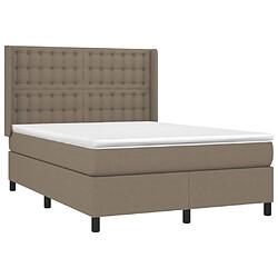 Acheter Maison Chic Lit adulte- Lit + matelas + LED,Sommier à lattes de lit matelas et LED Taupe 140x200 cm Tissu -GKD99524